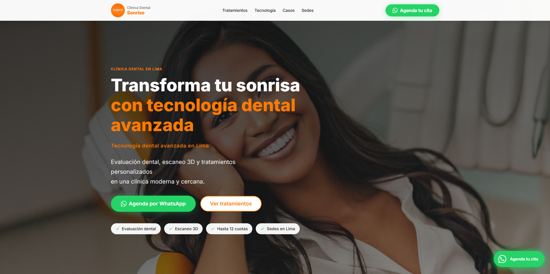 Preview de la landing page Clínica Dental Sonrise